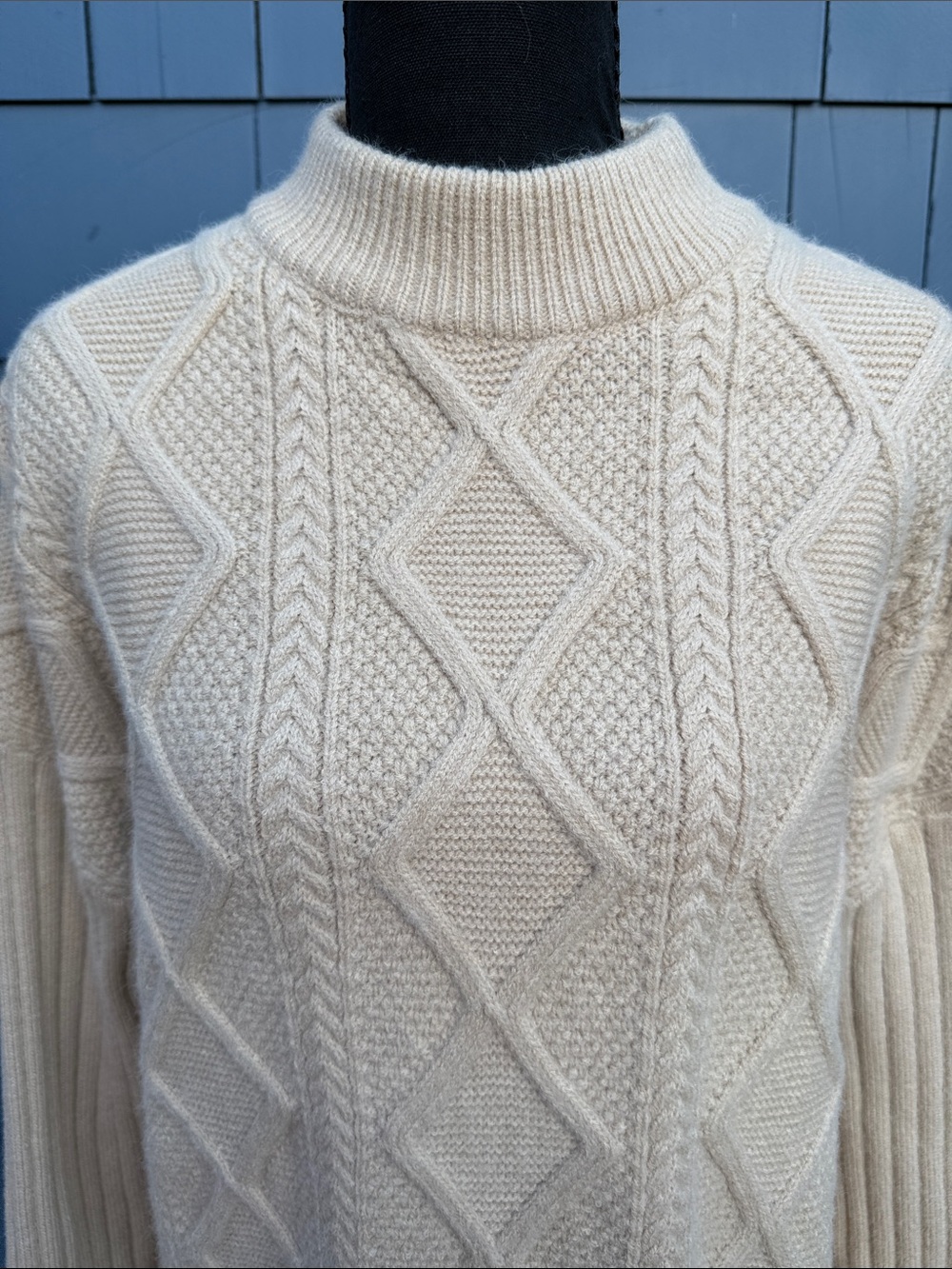 Aelfric Eden Cream Cable Knit Turtleneck Sweater small camel - Picture 2 of 9